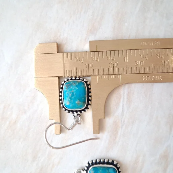 Artisan Handmade 925 Sterling Silver and Turquoise Earrings - Picture 3 of 5